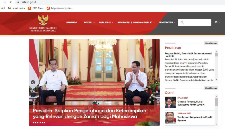 Sempat Diretas, Situs Setkab Kembali Normal